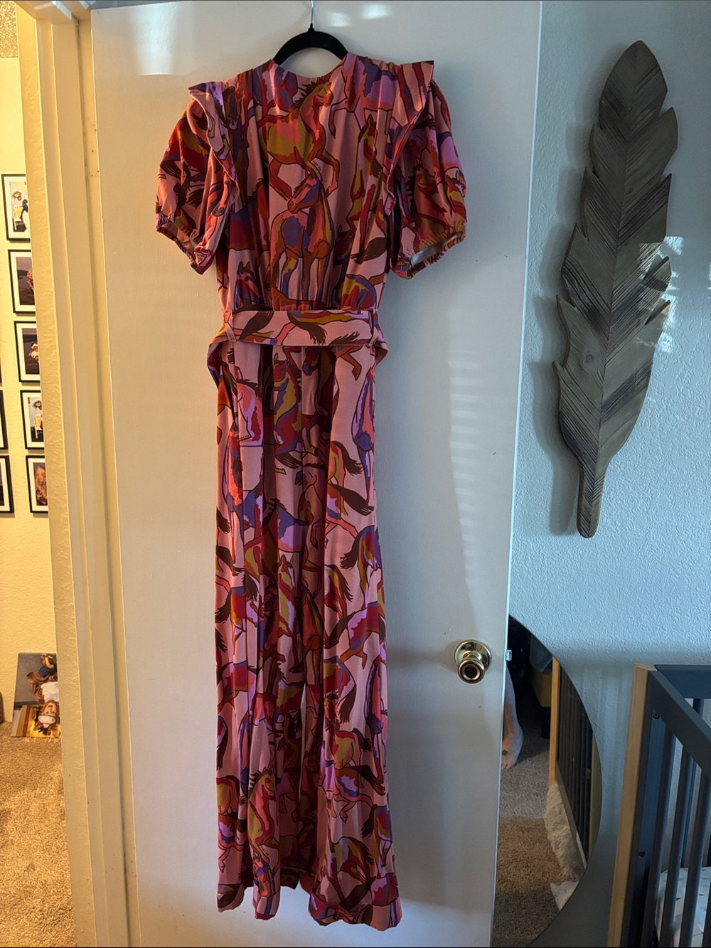 FARM Rio Pink Multicolor Abstract Floral Wrap Jumpsuit - Picture 6 of 6